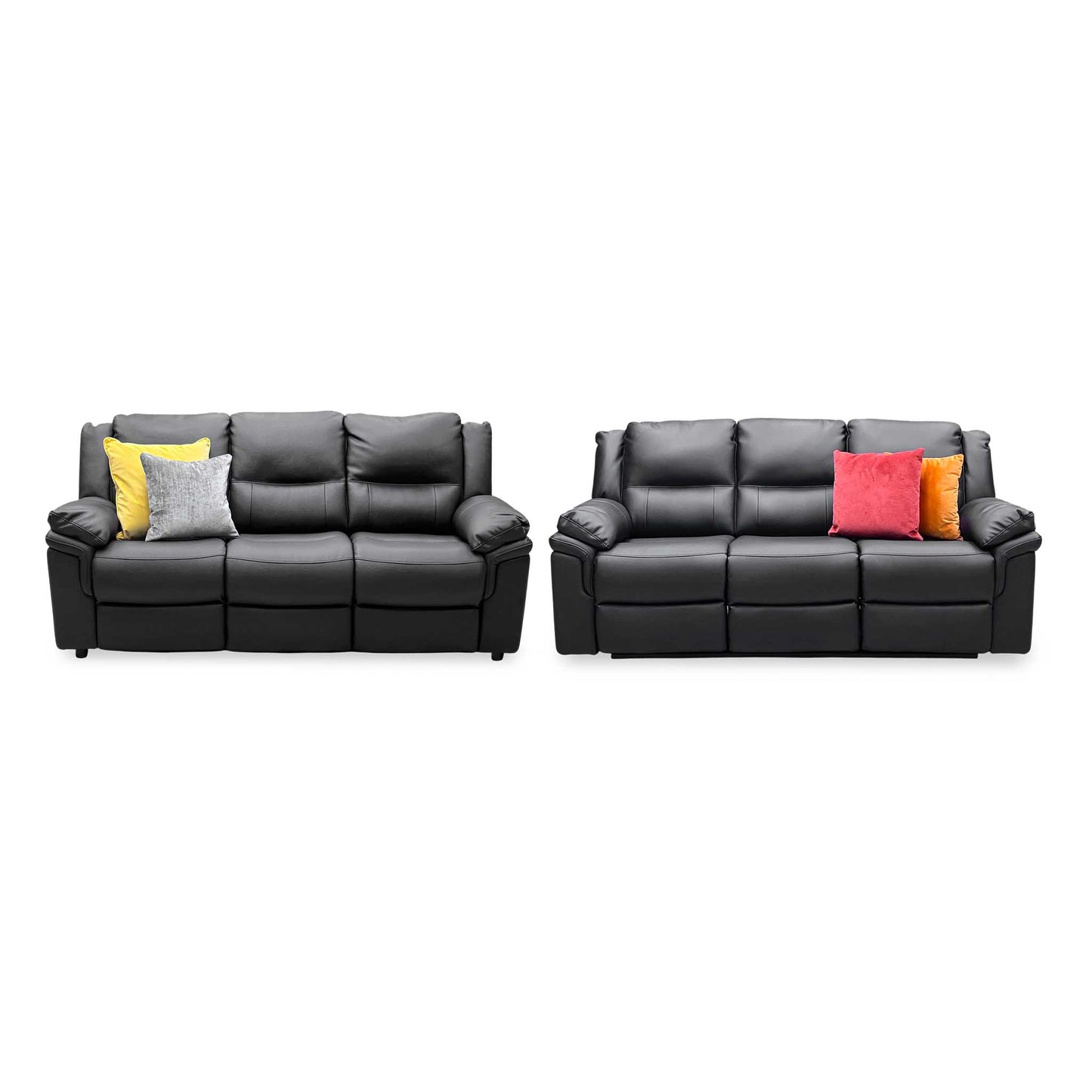 'Albion' Black Luxury Faux Leather 3 + 3 Seater Manual Recliner & Standard Sofa Set Very.com