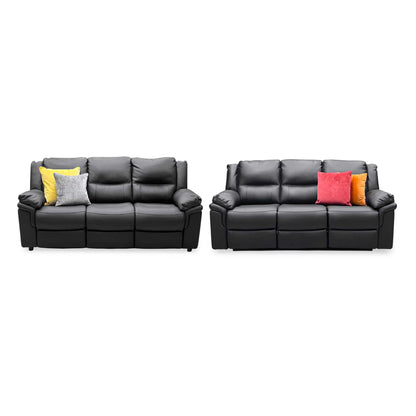 'Albion' Black Luxury Faux Leather 3 + 3 Seater Manual Recliner & Standard Sofa Set Very.com