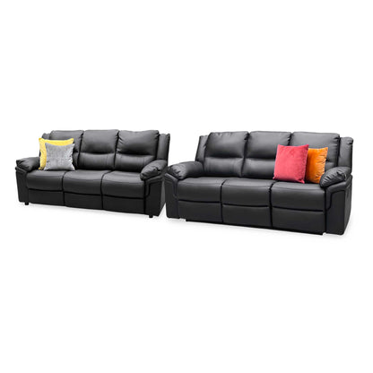 'Albion' Black Luxury Faux Leather 3 + 3 Seater Manual Recliner & Standard Sofa Set Very.com