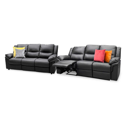 'Albion' Black Luxury Faux Leather 3 + 3 Seater Manual Recliner & Standard Sofa Set Very.com