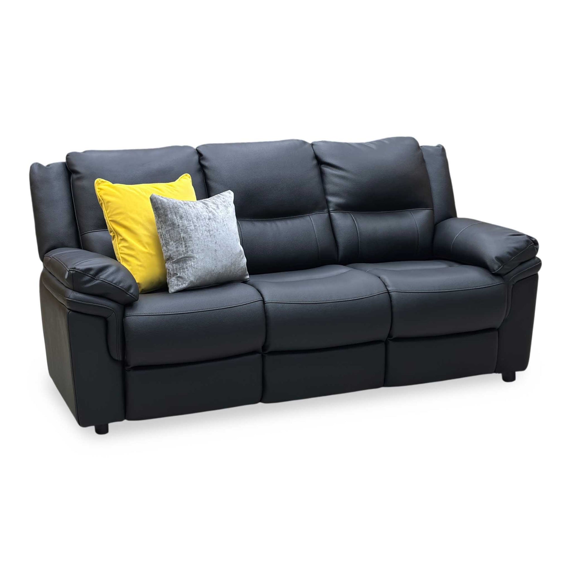 ‘Albion’ Black Luxury Faux Leather High Back 3 Seater Sofa Very.com