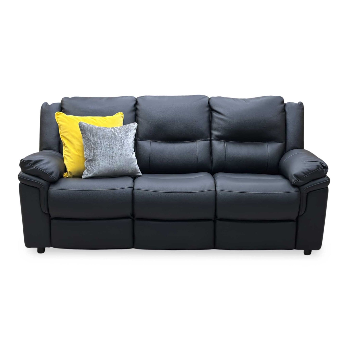 ‘Albion’ Black Luxury Faux Leather High Back 3 Seater Sofa Very.com