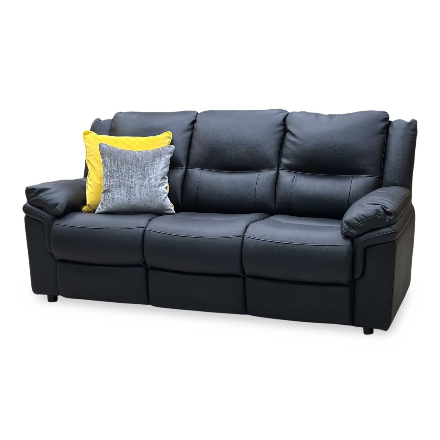 ‘Albion’ Black Luxury Faux Leather High Back 3 Seater Sofa Very.com