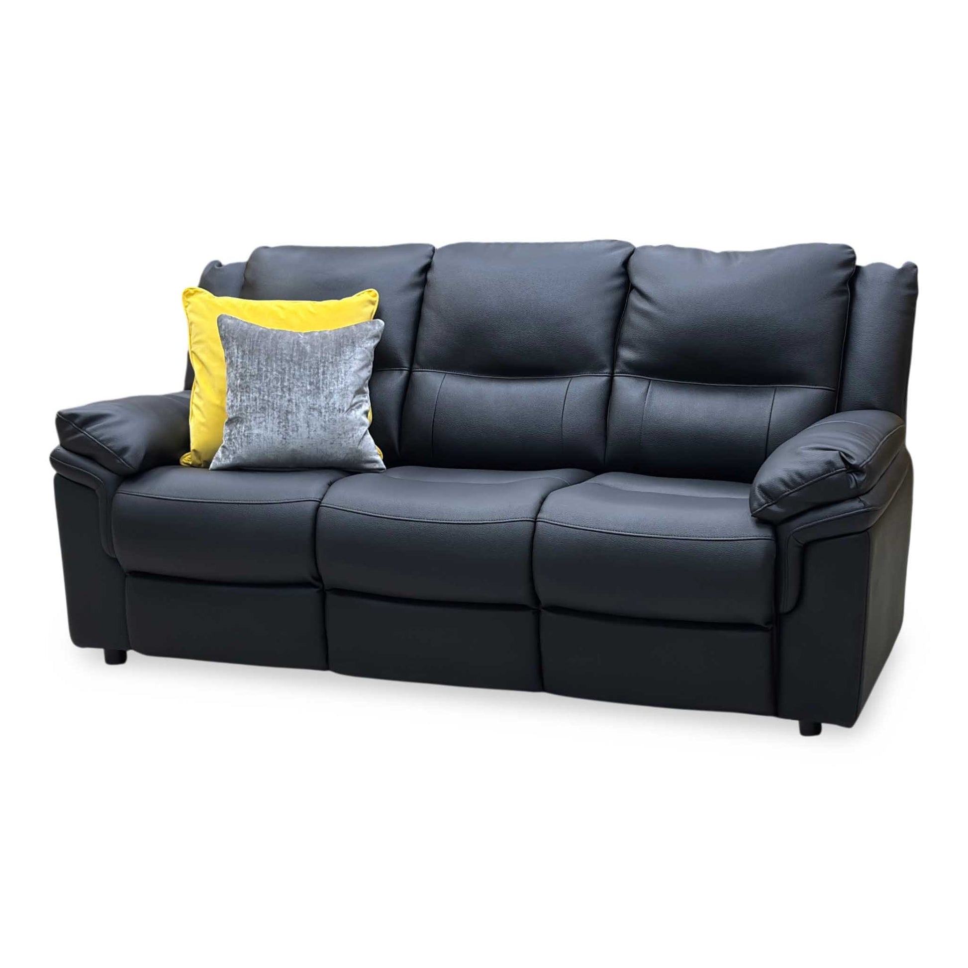 ‘Albion’ Black Luxury Faux Leather High Back 3 Seater Sofa Very.com
