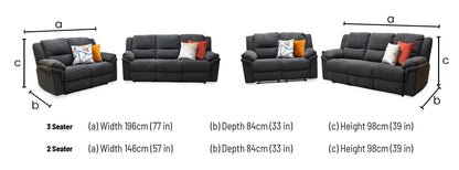 'Albion' Grey Chenille 3 + 2 Seater High Back Manual Recliner Sofa Set Very.com