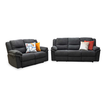 'Albion' Grey Chenille 3 + 2 Seater High Back Manual Recliner Sofa Set Very.com