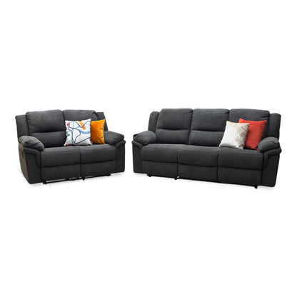 'Albion' Grey Chenille 3 + 2 Seater High Back Manual Recliner Sofa Set Very.com