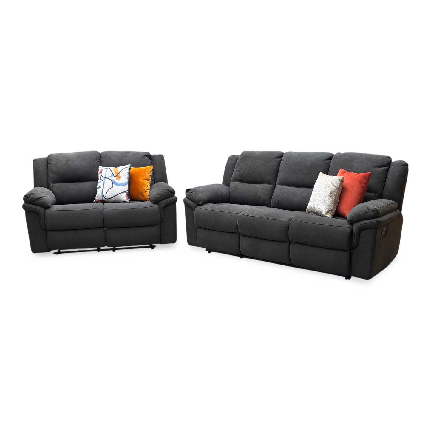 'Albion' Grey Chenille 3 + 2 Seater High Back Manual Recliner Sofa Set Very.com
