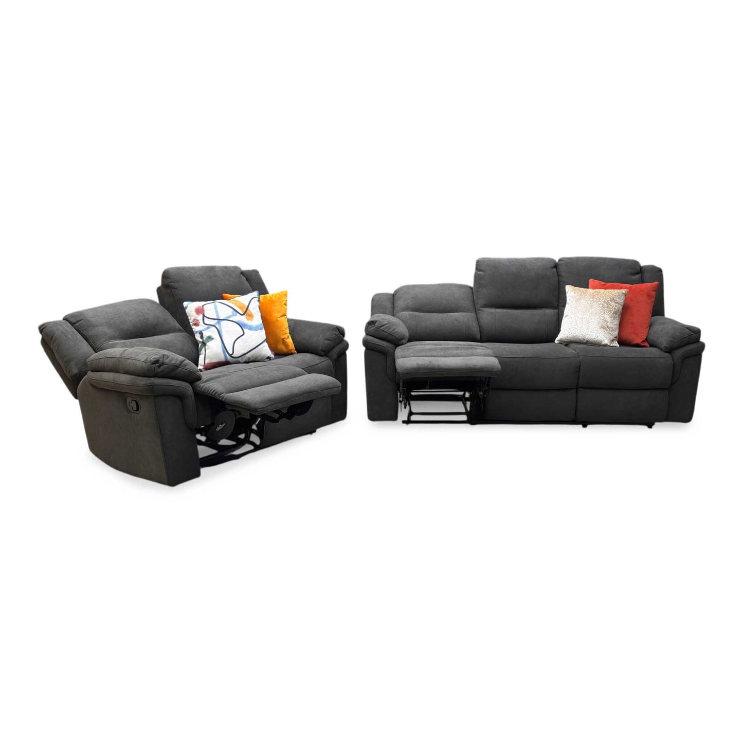 'Albion' Grey Chenille 3 + 2 Seater High Back Manual Recliner Sofa Set Very.com