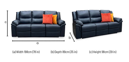 ‘Albion' Black Luxury Faux Leather 3 Seater High Back Manual Recliner Sofa Very.com