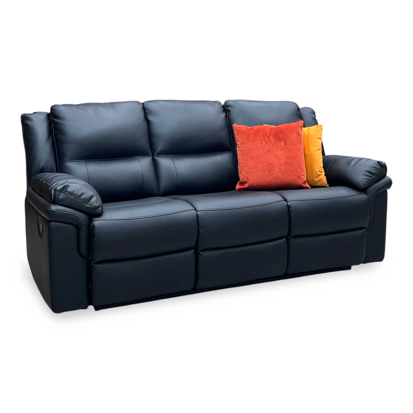 ‘Albion' Black Luxury Faux Leather 3 Seater High Back Manual Recliner Sofa Very.com