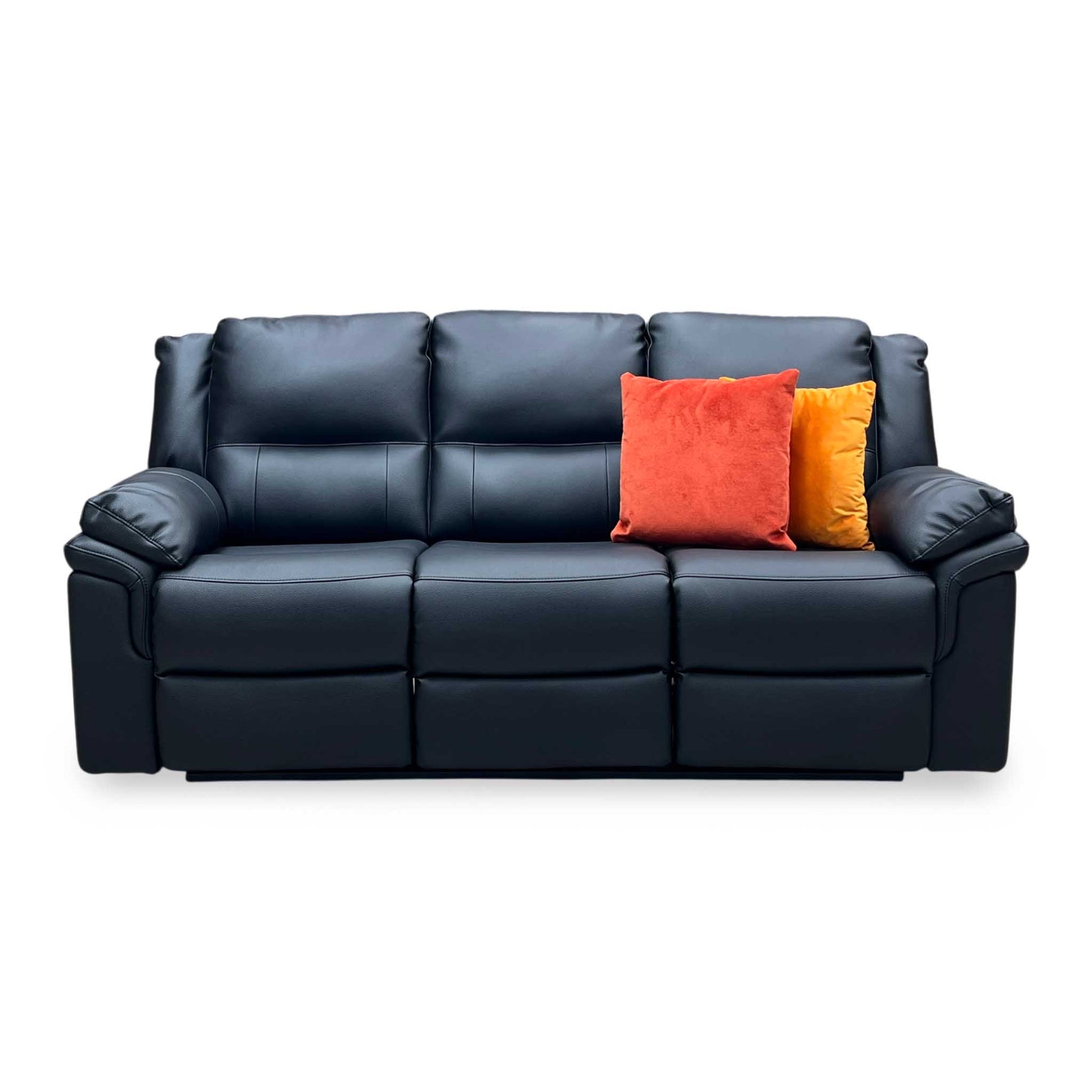 ‘Albion' Black Luxury Faux Leather 3 Seater High Back Manual Recliner Sofa Very.com