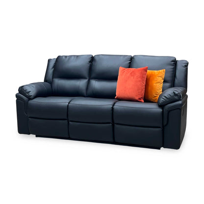 ‘Albion' Black Luxury Faux Leather 3 Seater High Back Manual Recliner Sofa Very.com