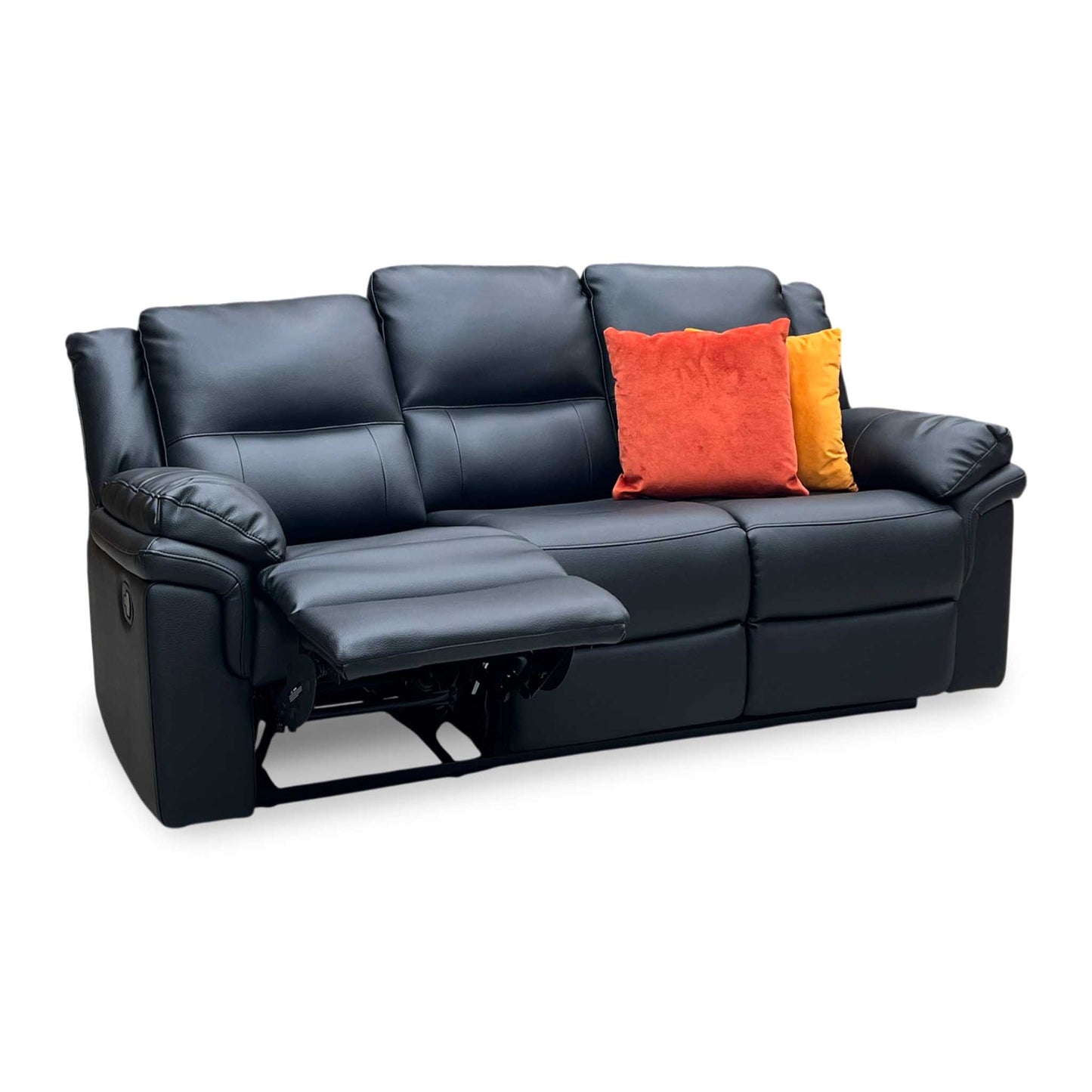 ‘Albion' Black Luxury Faux Leather 3 Seater High Back Manual Recliner Sofa Very.com