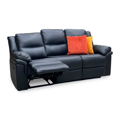 ‘Albion' Black Luxury Faux Leather 3 Seater High Back Manual Recliner Sofa Very.com