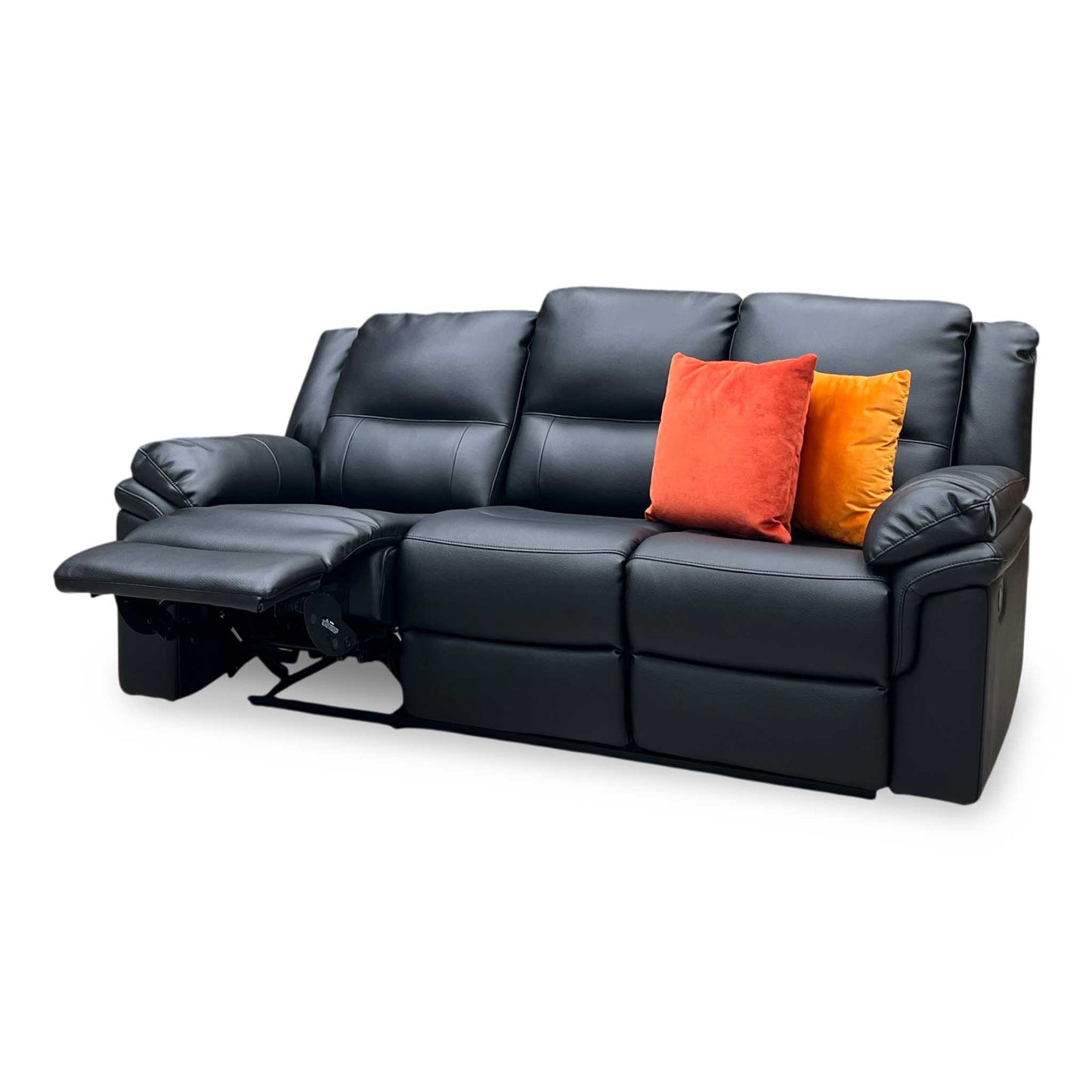 ‘Albion' Black Luxury Faux Leather 3 Seater High Back Manual Recliner Sofa Very.com