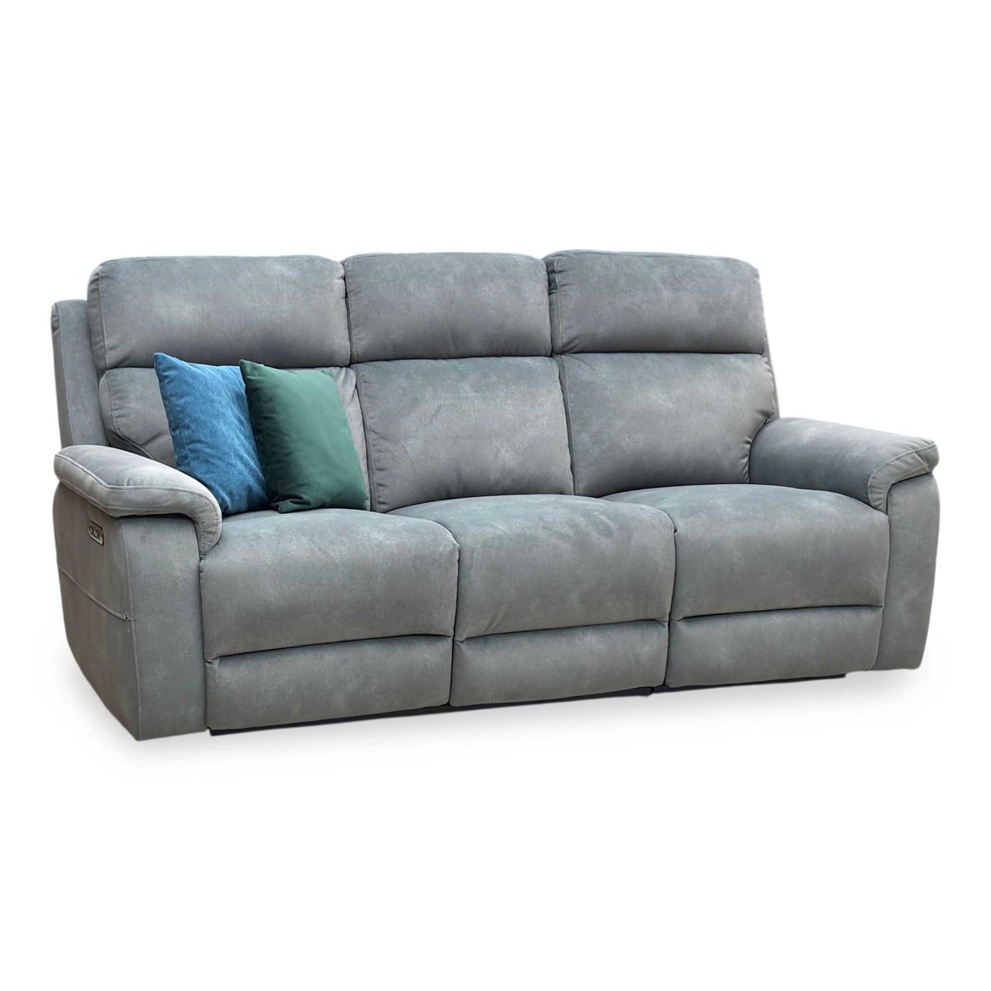 ‘Raven’ Dexter Moss Green Fabric 3 Seater Power Recliner Sofa Furniture Village