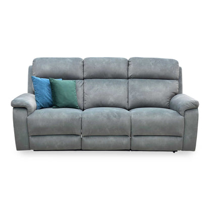 ‘Raven’ Dexter Moss Green Fabric 3 Seater Power Recliner Sofa Furniture Village
