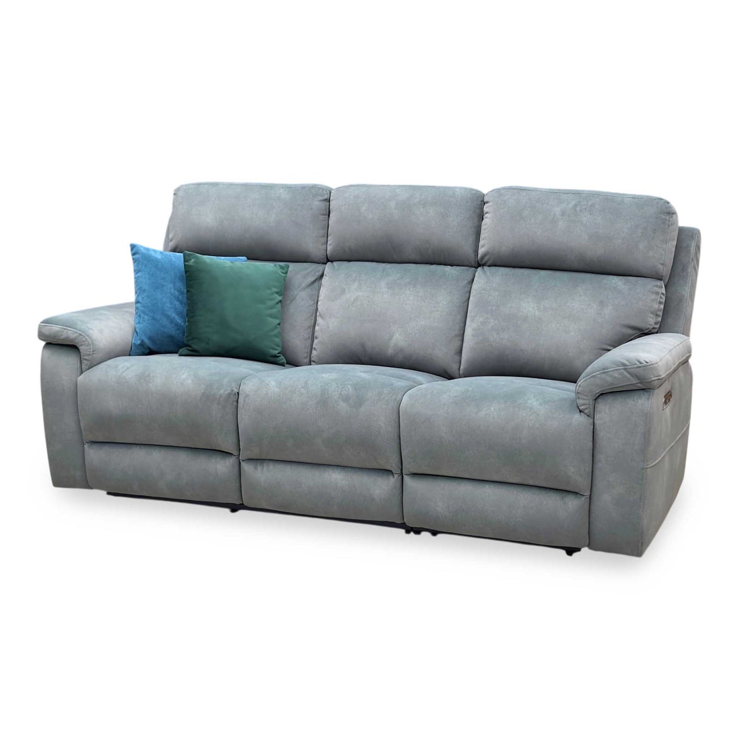 ‘Raven’ Dexter Moss Green Fabric 3 Seater Power Recliner Sofa Furniture Village