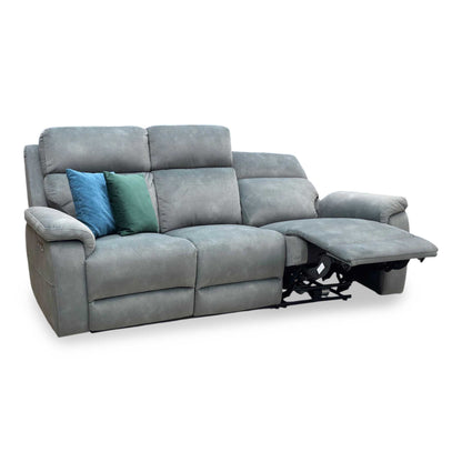 ‘Raven’ Dexter Moss Green Fabric 3 Seater Power Recliner Sofa Furniture Village