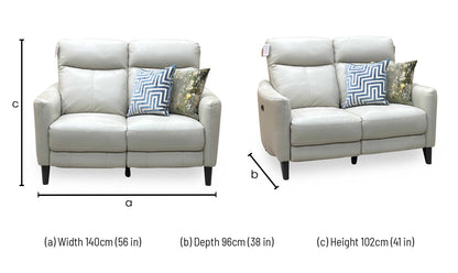 World of Leather Compact Collection ‘Petit’ Nc-862c Bisque Cream Leather 2 Seater Power Recliner Sofa Furniture Village