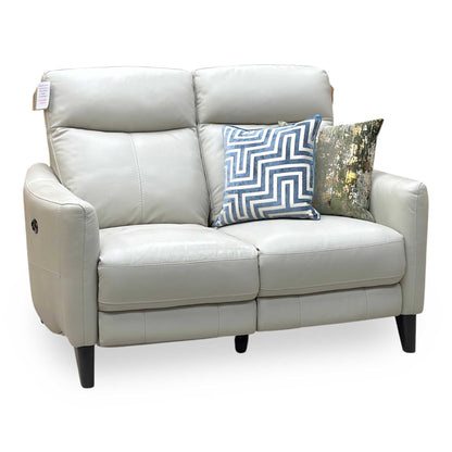 World of Leather Compact Collection ‘Petit’ Nc-862c Bisque Cream Leather 2 Seater Power Recliner Sofa Furniture Village