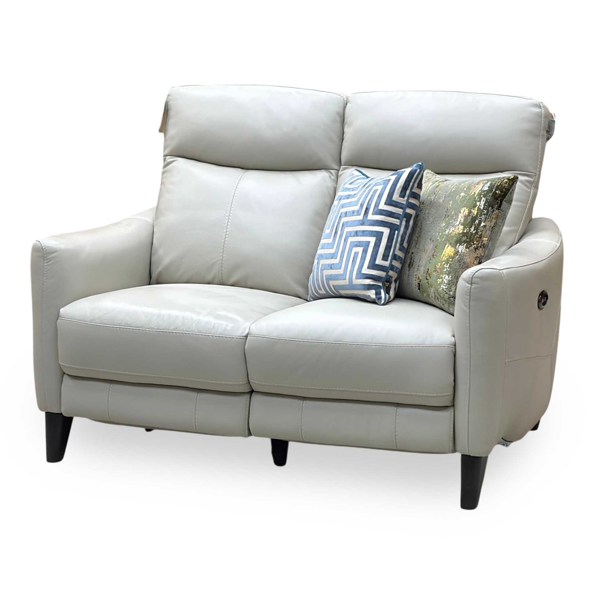 World of Leather Compact Collection ‘Petit’ Nc-862c Bisque Cream Leather 2 Seater Power Recliner Sofa Furniture Village