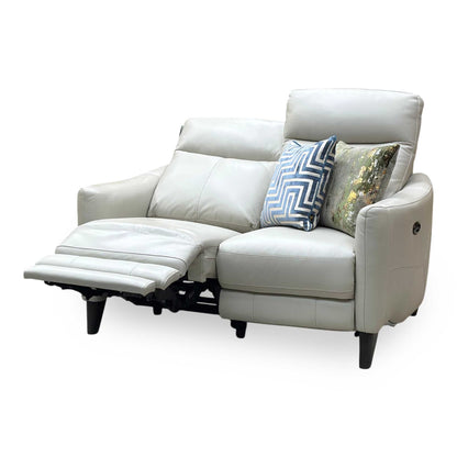 World of Leather Compact Collection ‘Petit’ Nc-862c Bisque Cream Leather 2 Seater Power Recliner Sofa Furniture Village
