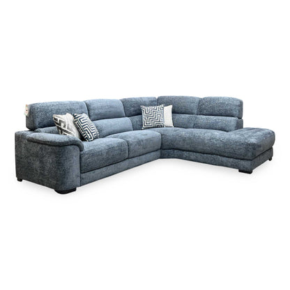 ‘Nova' Blue Woven Fabric Right Hand Facing Corner Chaise End Sofa