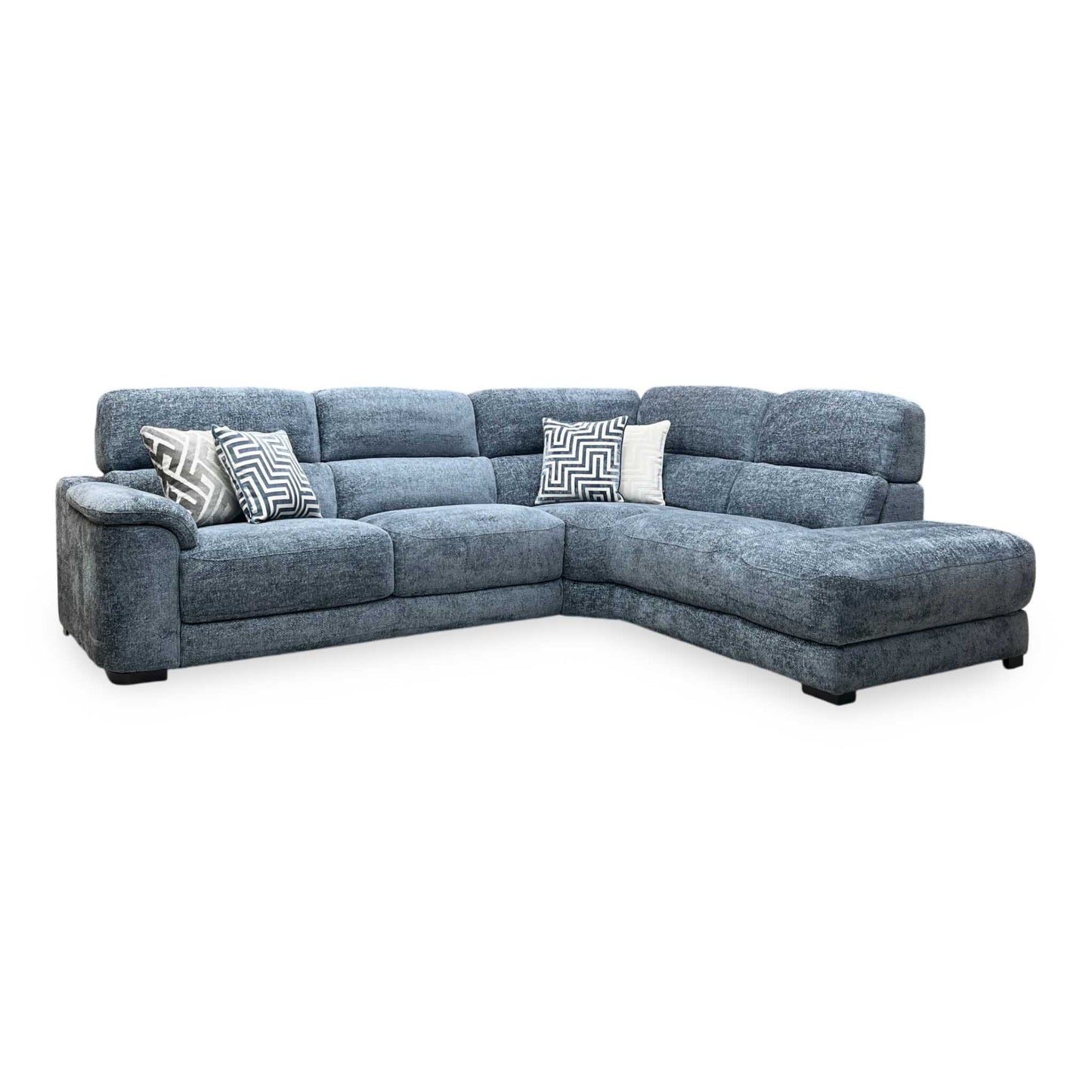 ‘Nova' Blue Woven Fabric Right Hand Facing Corner Chaise End Sofa
