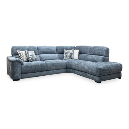 ‘Nova' Blue Woven Fabric Right Hand Facing Corner Chaise End Sofa
