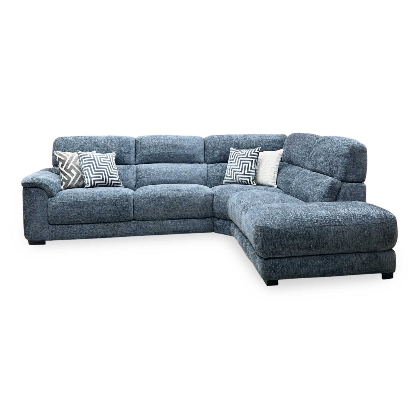 ‘Nova' Blue Woven Fabric Right Hand Facing Corner Chaise End Sofa