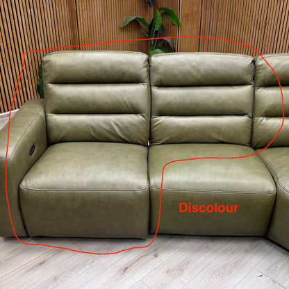 'Jumbo’ Ca-699e Olive Green Leather Large Power Recliner Corner Sofa Furniture Village
