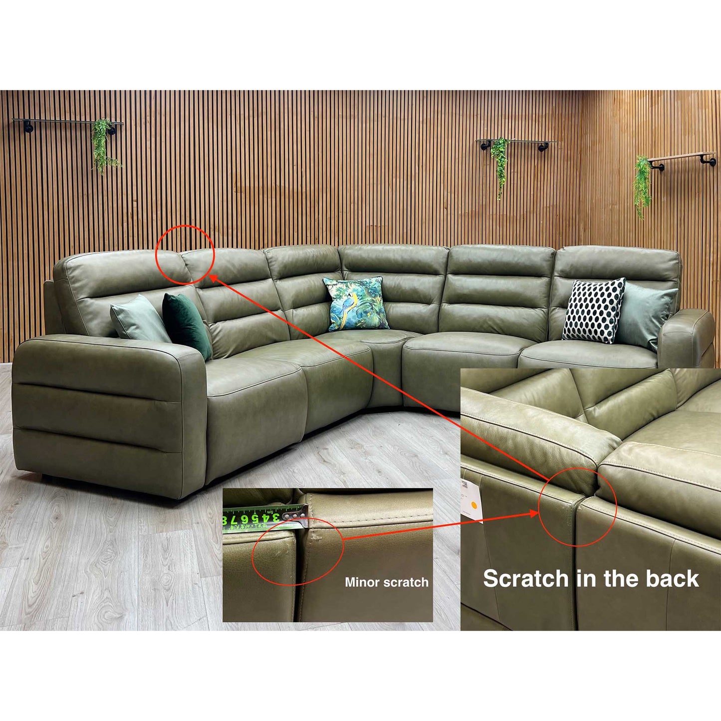 'Jumbo’ Ca-699e Olive Green Leather Large Power Recliner Corner Sofa Furniture Village