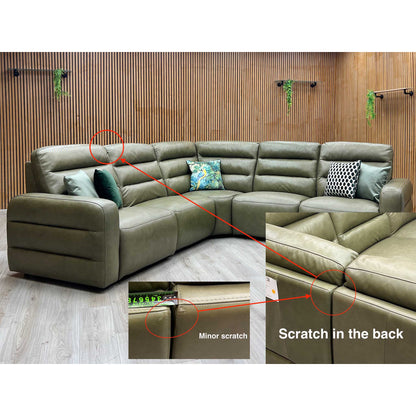 'Jumbo’ Ca-699e Olive Green Leather Large Power Recliner Corner Sofa Furniture Village