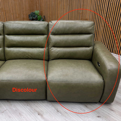 'Jumbo’ Ca-699e Olive Green Leather Large Power Recliner Corner Sofa Furniture Village