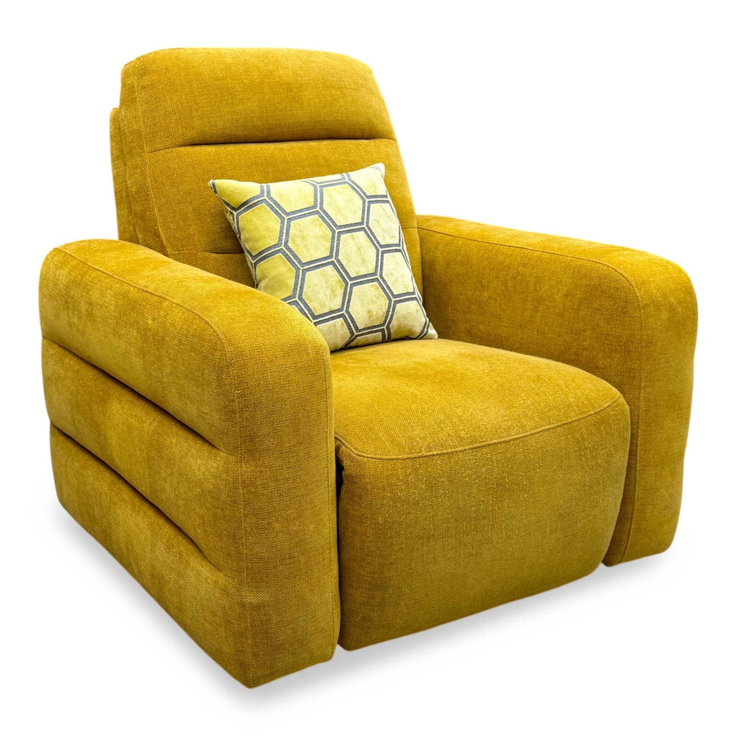 'Jumbo' Honey Yellow Fabric Power Recliner Chair Furniture Village