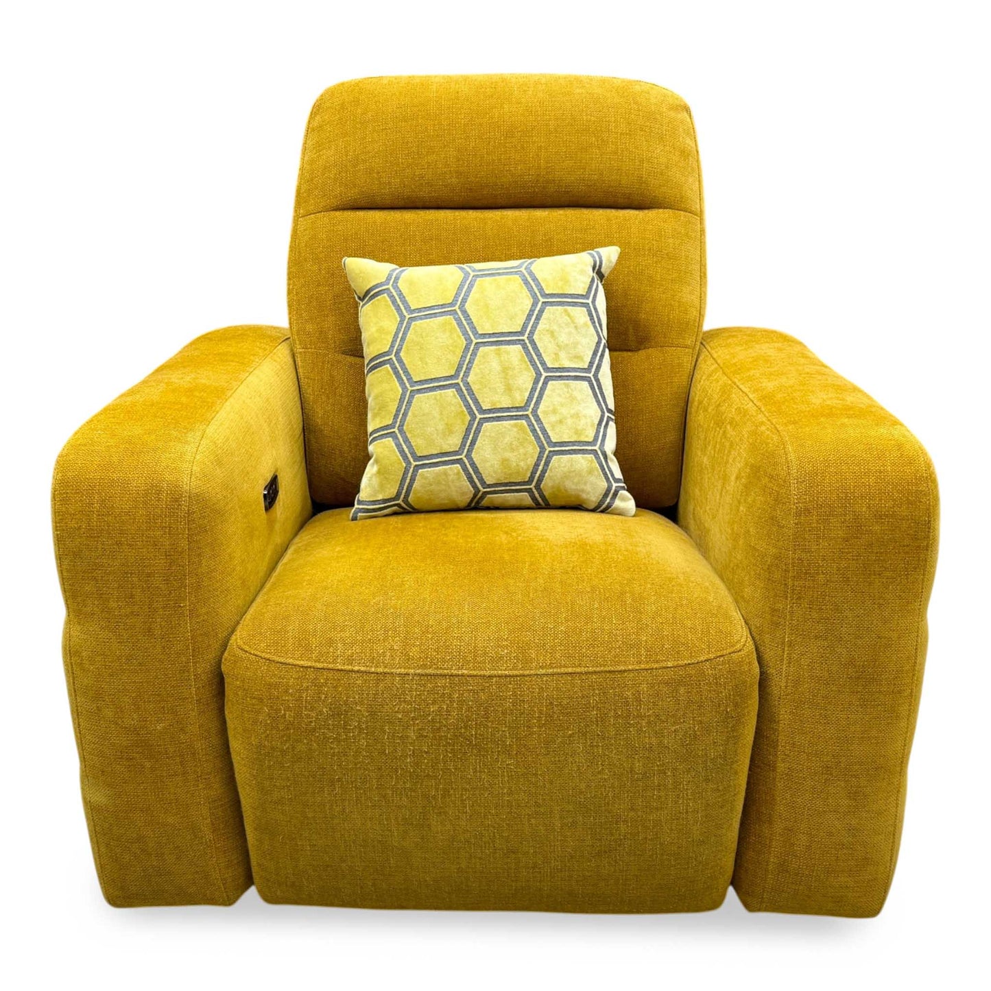 'Jumbo' Honey Yellow Fabric Power Recliner Chair Furniture Village