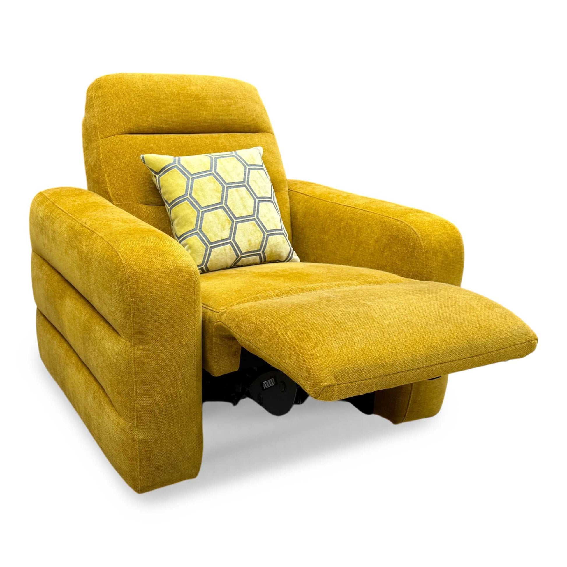 'Jumbo' Honey Yellow Fabric Power Recliner Chair Furniture Village