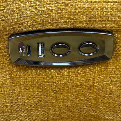 'Jumbo' Honey Yellow Fabric Power Recliner Chair Furniture Village