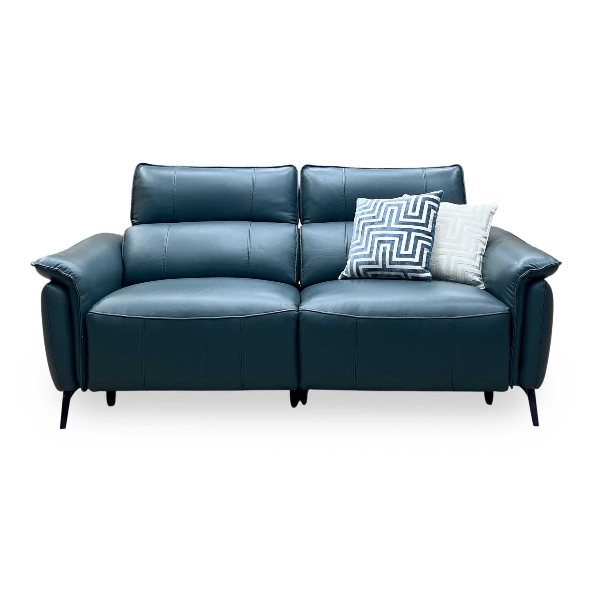‘Jude’ Oslo Peacock Green Cat-40_09 Leather 3 Seater Power Recliner Sofa with Power Headrests, Power Lumbar and Heated Seats Furniture Village