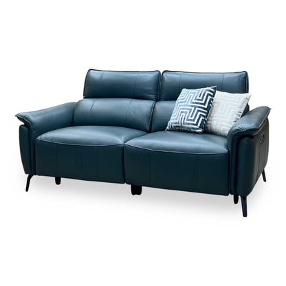 ‘Jude’ Oslo Peacock Green Cat-40_09 Leather 3 Seater Power Recliner Sofa with Power Headrests, Power Lumbar and Heated Seats Furniture Village