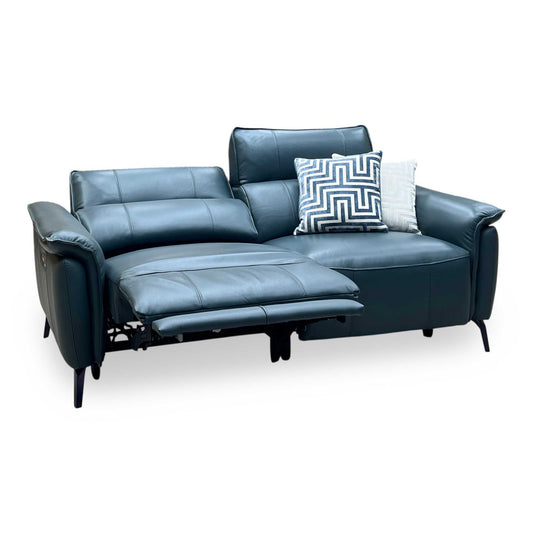 ‘Jude’ Oslo Peacock Green Cat-40_09 Leather 3 Seater Power Recliner Sofa with Power Headrests, Power Lumbar and Heated Seats Furniture Village