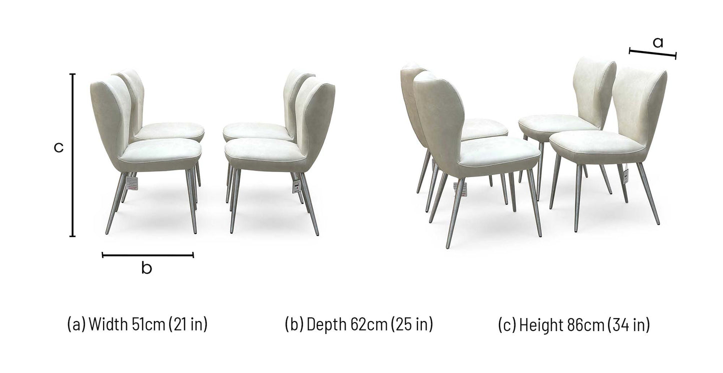 ‘Elegante’ Ivory Faux Leather Set of 4 Dining Chairs Furniture Village