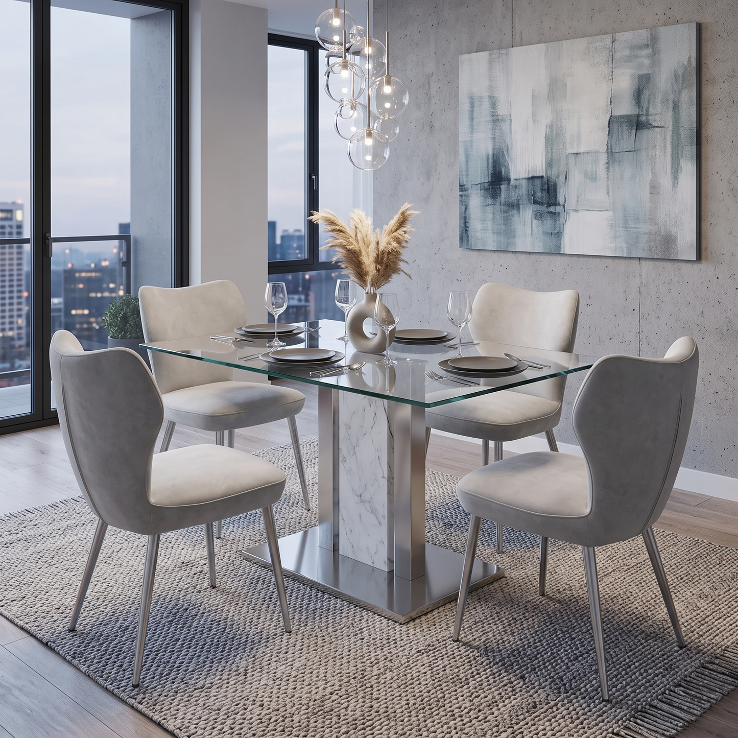 ‘Elegante’ Ivory Faux Leather Set of 4 Dining Chairs Furniture Village