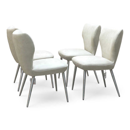 ‘Elegante’ Ivory Faux Leather Set of 4 Dining Chairs Furniture Village