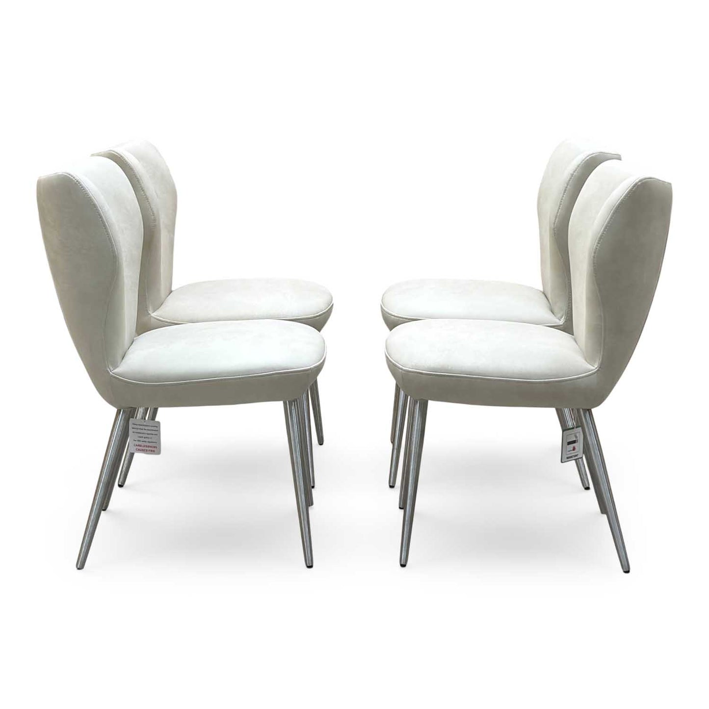 ‘Elegante’ Ivory Faux Leather Set of 4 Dining Chairs Furniture Village
