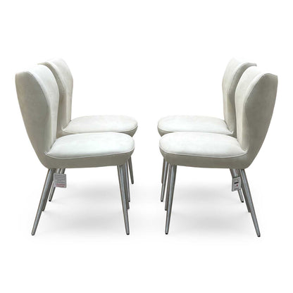 ‘Elegante’ Ivory Faux Leather Set of 4 Dining Chairs Furniture Village