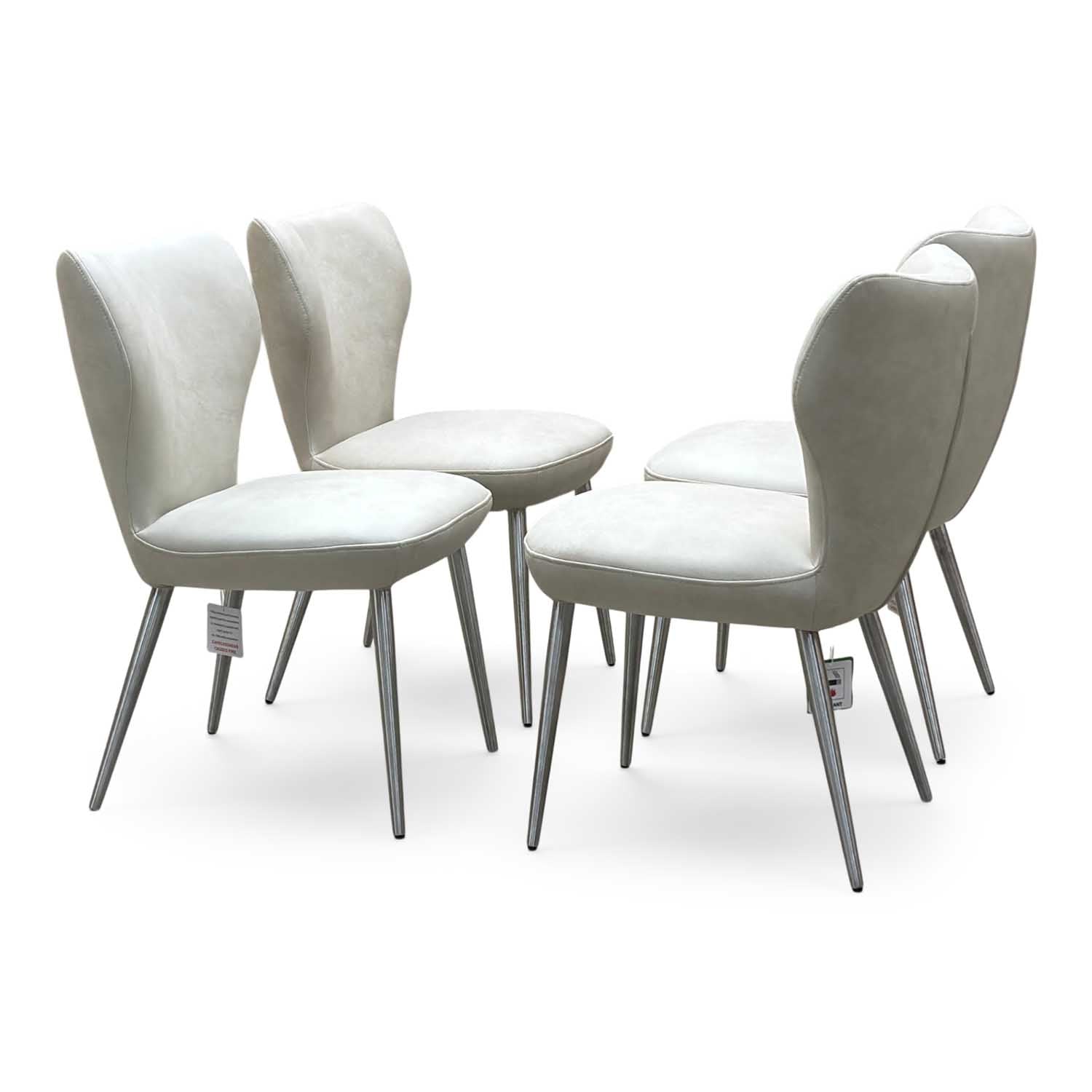 ‘Elegante’ Ivory Faux Leather Set of 4 Dining Chairs Furniture Village