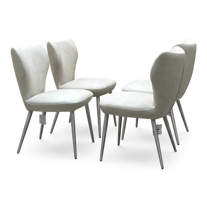 ‘Elegante’ Ivory Faux Leather Set of 4 Dining Chairs Furniture Village